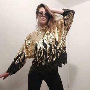 Vintage 90's glitz & glam sparkle teardrop Iris top ~ tunic